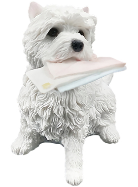 YFA仿真狗西高地咬信封车载摆件