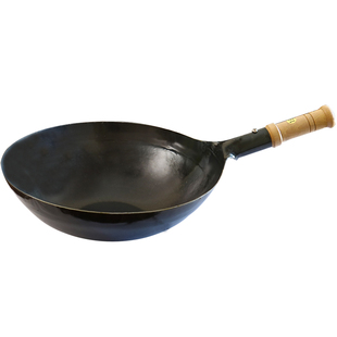 小葵川町屋 日本进口山田铁锅炒勺无涂层铁锅中华锅木把手1.6mm厚