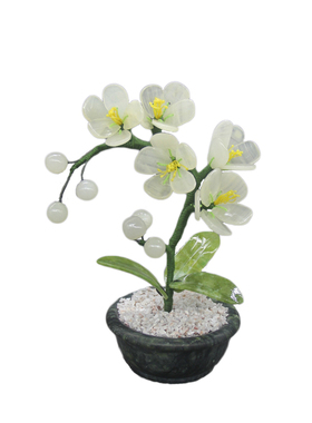 天然玉石兰花中式风家具高端摆件