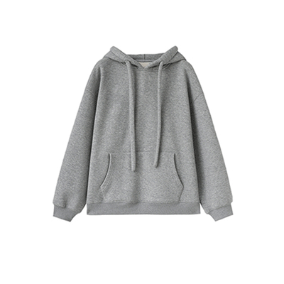 【高质量】灰色连帽卫衣加绒加厚