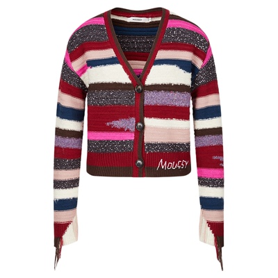 条纹针织MOUSSY开衫V领