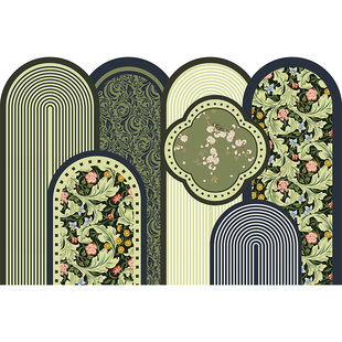 美式入户门地垫高级耐脏门口进门脚垫玄关绿色入户地毯中古风门垫