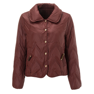 海青蓝小香风翻领短款羽绒服女士轻薄2025新款高级感白鸭绒外套冬