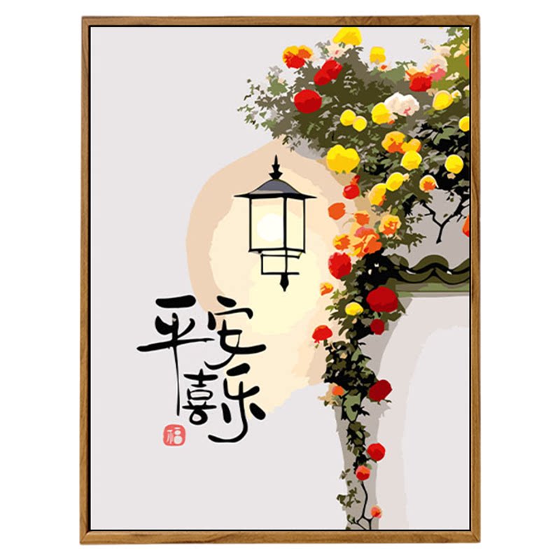 治愈唯美花墙平安喜乐数字油画