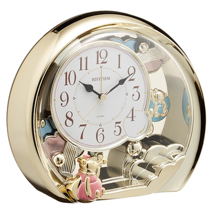 日本丽声RHYTHM静音书房办公室卧室钟摆复古时尚大气电子座钟闹钟