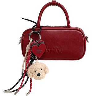 新婚礼物TOUTOU红色包包保龄球包女高级感婚包日常通勤手提斜挎包