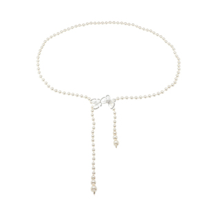 白色玻璃珍珠腰带女配裙子夏季百搭甜美装饰腰间配饰腰链小香风