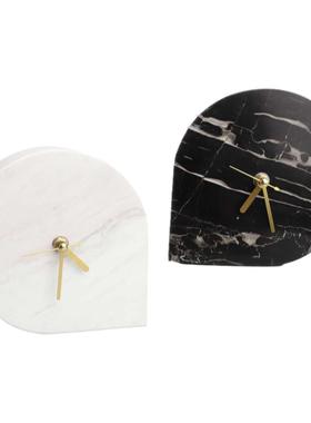 简约大理石时钟钟表桌面装饰摆件