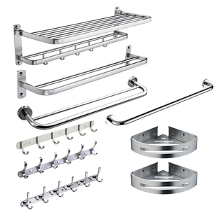 九牧毛巾架卫生间免打孔浴室置物架网篮收纳洗手间太空铝浴巾架子