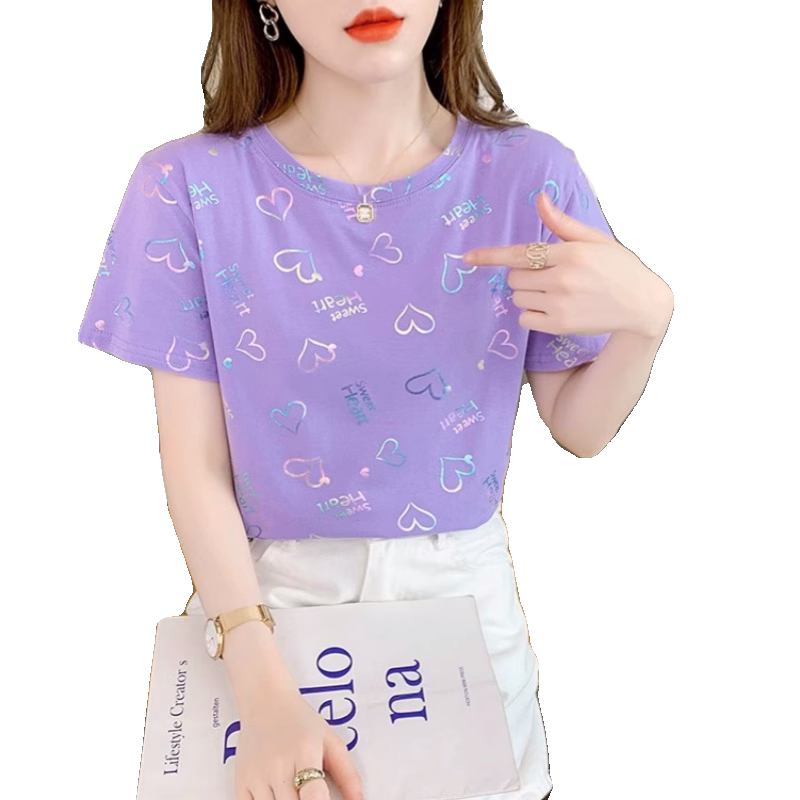 2026夏季百搭青春修身新款潮ins短袖T恤上衣女潮流印花泫雅风小衫