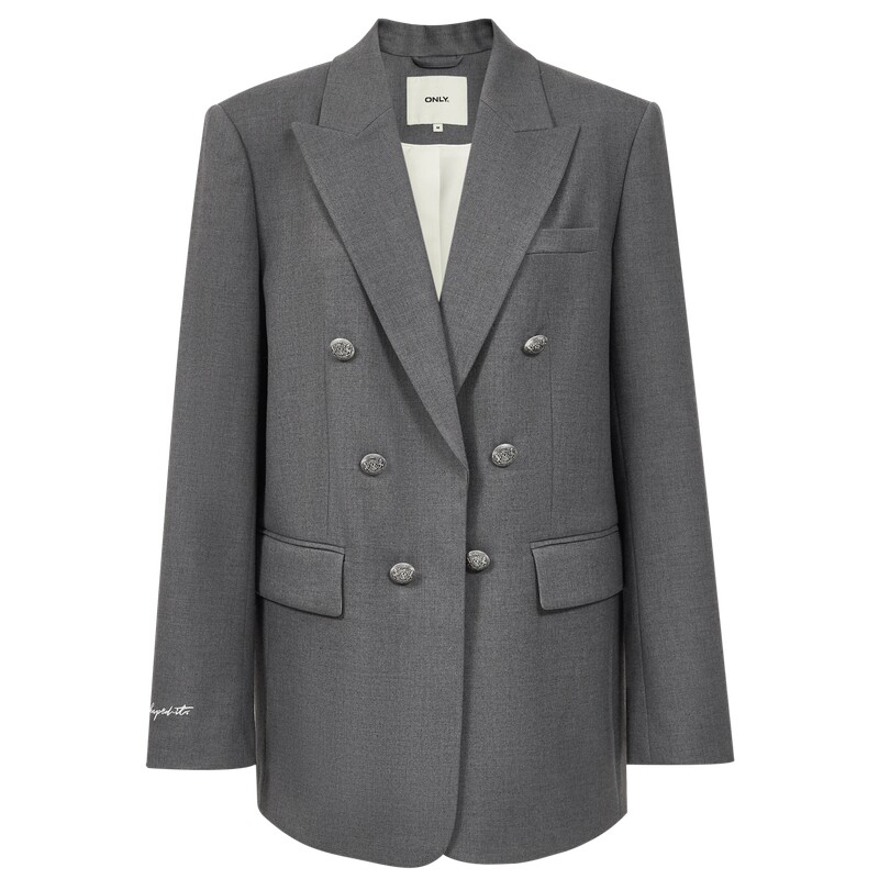 ONLY复古双排扣平驳领西服上装女