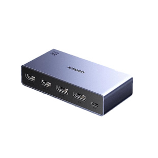 绿联DP分配器一分三同时显示一进三出分屏器8K高清线接电脑二HDMI同显异显转换一拖三扩展切换画面同屏共享