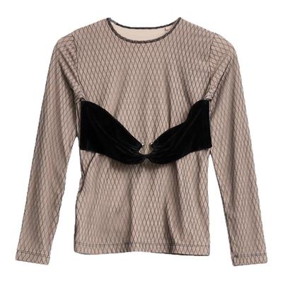 pushBUTTON 秋冬新款女士网格抹胸长袖上衣银泰百货精品 301596