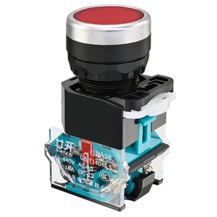 平头按钮开关LA38-11BN电源启动停止自锁复位按压式圆形按钮22MM