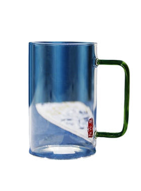 耐热玻璃彩色把杯水杯茶杯早餐杯