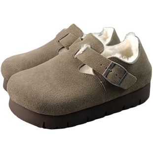 岛外DAOWAI勃肯鞋全包加绒羊毛厚底软木包头鞋 London系列博肯鞋