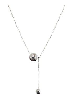 晚舟足银纯银盒子链女圆球项链