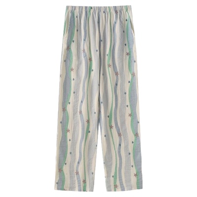 纯棉纱布女士春夏季薄款宽松睡裤