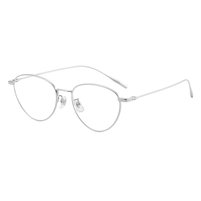 高智感银框猫眼眼镜女大框近视可配度数清冷高级感超轻纯钛细框架