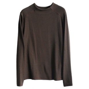 铜扣记半高领T恤女休闲百搭宽松显瘦秋冬款正肩弹力不变形打底衫