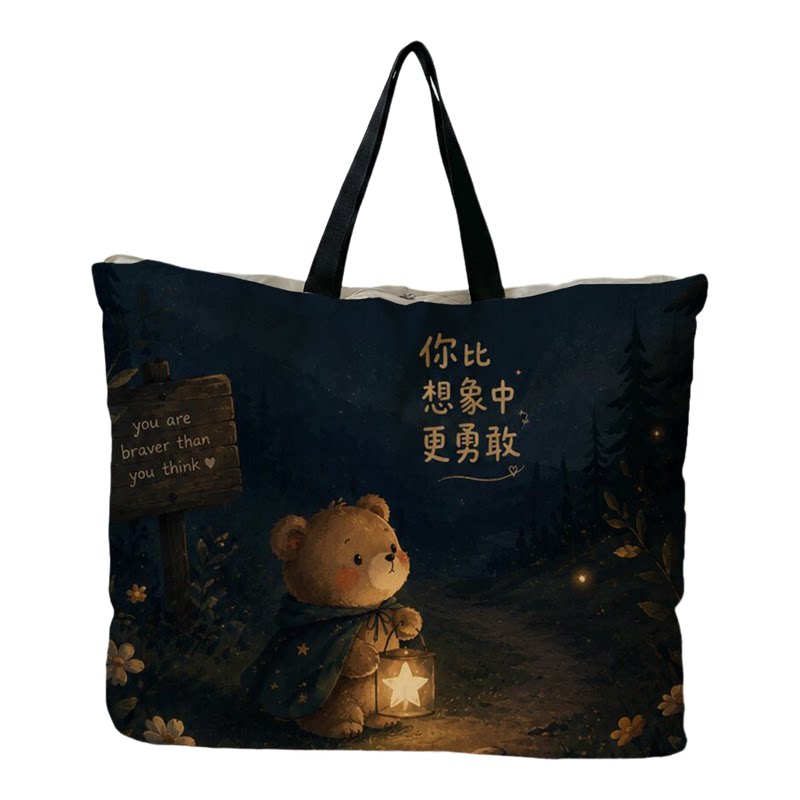 黑色小猫卡通印花幼儿园收纳大容量手提收纳袋防水牛津布旅行收纳