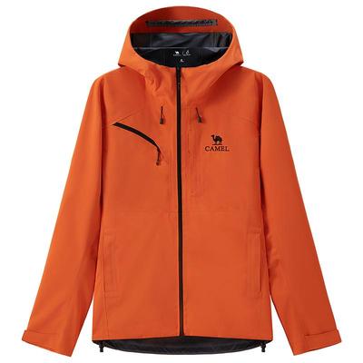 骆驼女装冲锋衣户外春秋款橙色三防登山服2025硬壳徒步连帽茄克