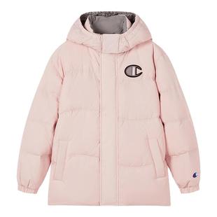Champion冠军男女儿童装25冬季复古亲子波浪感保暖鸭绒连帽羽绒服
