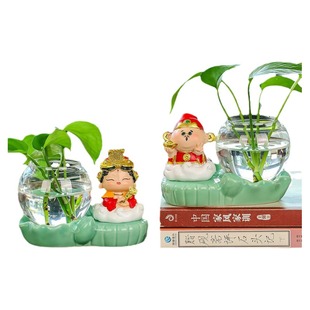 小神仙水养绿萝水培装饰家居办公室桌面工位花瓶客厅插花清新摆件