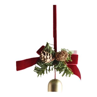 圣诞装饰铃铛蝴蝶结松针松果挂件