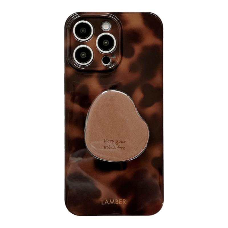 韩系美拉德豹纹带支架适用苹果15手机壳秋冬iPhone16ProMax新款15pro防摔13女款12硅胶14pro个性小众全包软壳