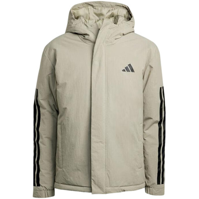 【自营】adidas阿迪达斯男短款连帽棉服三条纹保暖防风棉袄JY8305