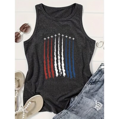 V 63571 Independence Day Print Sleeves Top 独立日印花背心