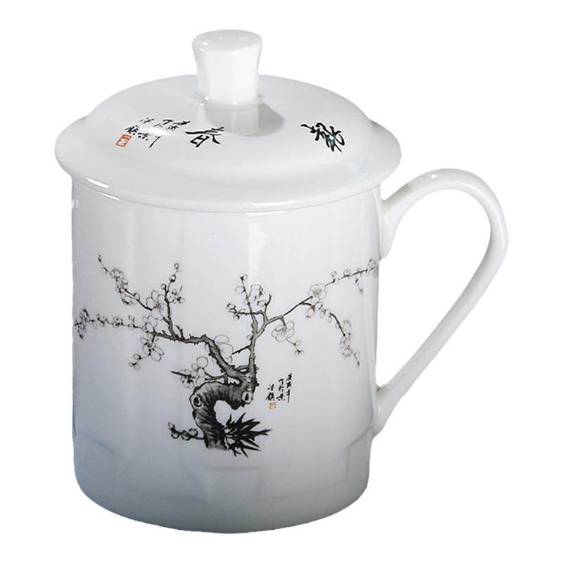 青花瓷陶瓷茶杯老板杯大容量水杯