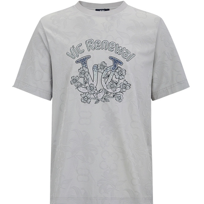 VJC威杰思2026夏季新款男装高级烫钻短袖提花肌理上衣百搭潮T恤男