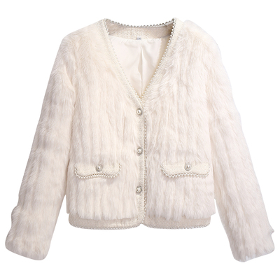 法式小香风皮毛一体短款外套2023