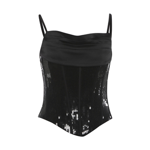 WEIRD PUSS 冷酷大小姐街头亮片吊带背心女 酷辣修身百搭上衣辣妹