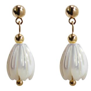 古风白玉兰花苞无耳洞蚊香盘耳夹耳钉气质女耳饰新中式国风复古