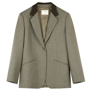 solighter 法式复古羊毛西装外套女春季2025年新款高级感毛呢外套