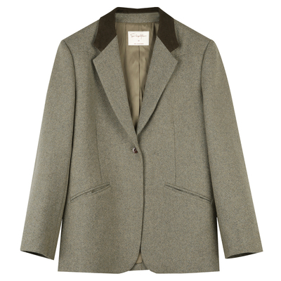 solighter复古毛呢西装外套