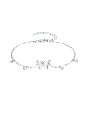 周六福蝴蝶结手链女S925银手饰百搭时尚送女友圣诞礼物