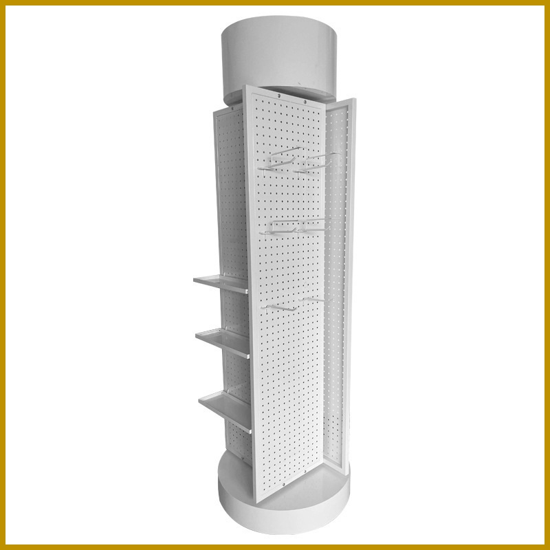 批发洞洞板三面旋转展示架 铁质手机配件展架 落地式超市百货货架