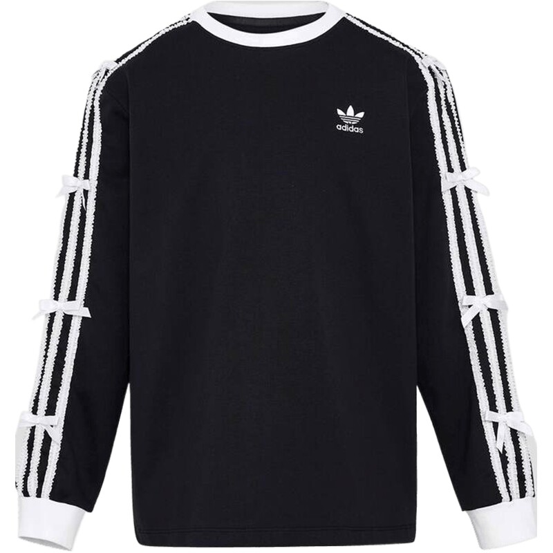adidas阿迪达斯三叶草大童三条纹蝴蝶结休闲长袖T恤KW1292