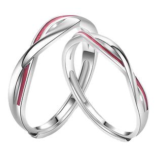 老凤祥s925纯银月老红线情侣戒指小众轻奢时尚开口对戒生日送好礼