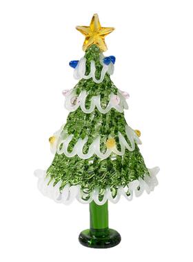 手工拉丝工艺摆件 淄博琉璃圣诞树装饰品 圣诞节氛围创意礼品摆件