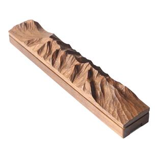 黑胡桃山形香炉线香茶室香座实木创意香插托禅意摆件手工雕刻礼品