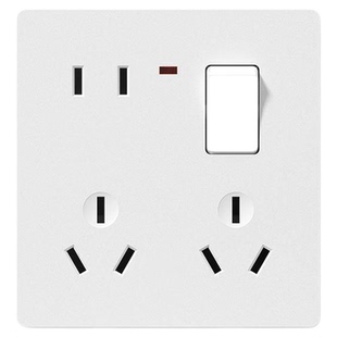 TEP国际电工86型暗装一开8八孔插座面板家用墙壁二三三插带开关白