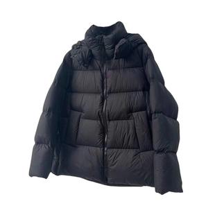 Basic House/百家好黑色连帽羽绒服外套女冬季加厚保暖短款面包服