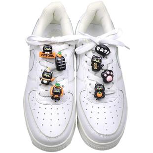 卡通可爱黑色小猫鞋带扣配件鞋带夹鞋花diy配饰鞋子上的装饰品