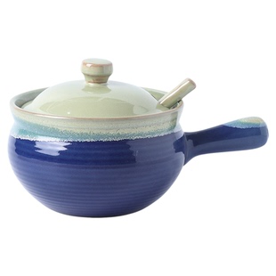 日式窑变陶瓷猪油罐家用厨房盐罐辣椒油罐双耳带把手调料罐储油罐