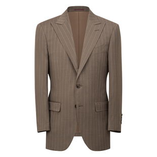 【1499礼盒】CULTUM澳洲羊毛半麻衬银行家竖条纹婚礼西服套装男